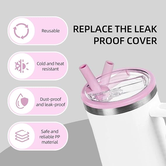40 OZ Tumbler Lid Replacement Compatible with Stanley Quencher, Leakproof Flip Straw Lids, Spill Proof Top Cover Compatible for Stanley Cup Accessories,2 Pack, Light Purple