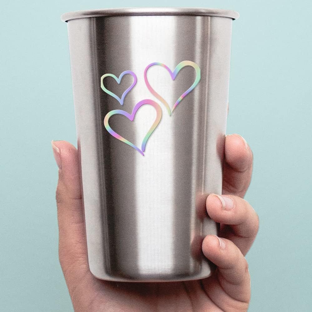 Transparent Decal Stickers of 3 Hearts Silhouette (Hologram) Premium Waterproof Vinyl Decal Stickers for Laptop Phone Accessory Helmet Car Window Mug Tuber Cup Door Wall Deco USCstic717741HOW19052522 image 5