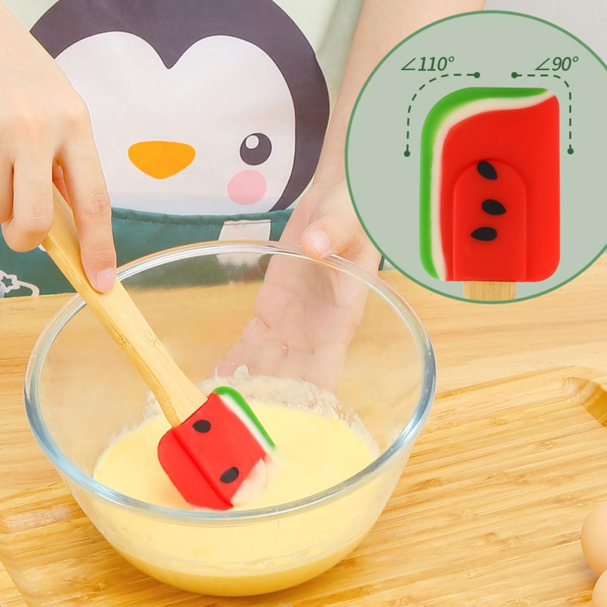 Unomor Watermelon Design Baking Silicone Spatula with Handle Ergonomic Jam Stirring Tool and Frosting Spreader Non-stick Dessert Cream Scraper for Cake Butter Icing Space-saving Kitchen