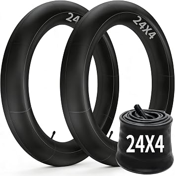 2 Pack of Fat Tire Bike Inner Tubes, 20/24/26 X4.0 Heavy Duty Bike Tube, Inner Tube with 32mm Schrader Valve for Snow Mountain Bike E-Bike