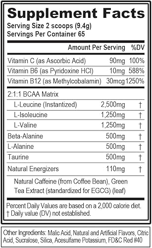 Miniatura 61 de Evlution Nutrition BCAA Energy - Suplemento de aminoácido energizante de alto rendimiento para el desarrollo muscular, recuperación, resistencia y