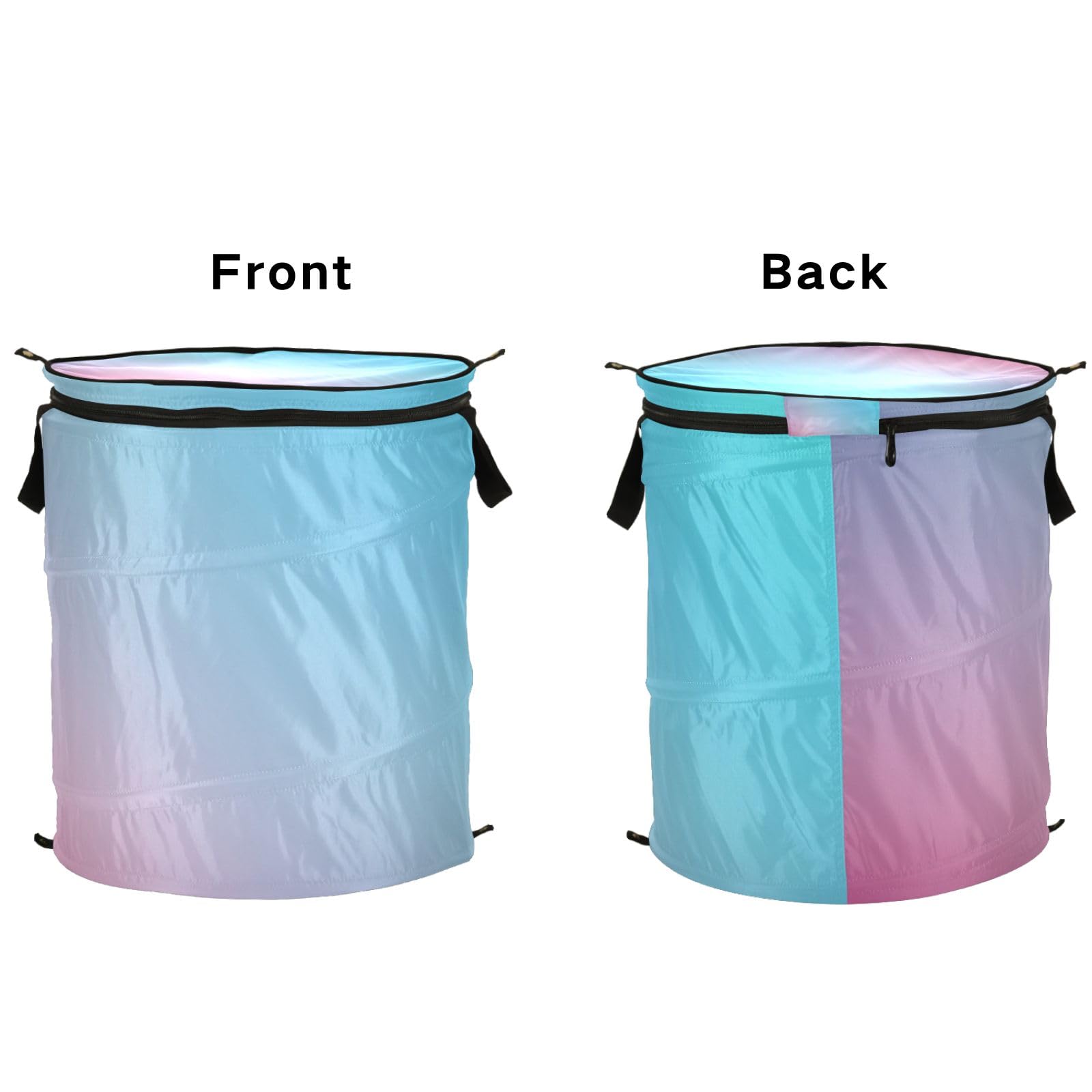 Teal Gradient Blue Pink Collapsible Laundry Basket Large Capacity Round Hamper for Storage, Home, Dorm, Travel, Storage Organizer