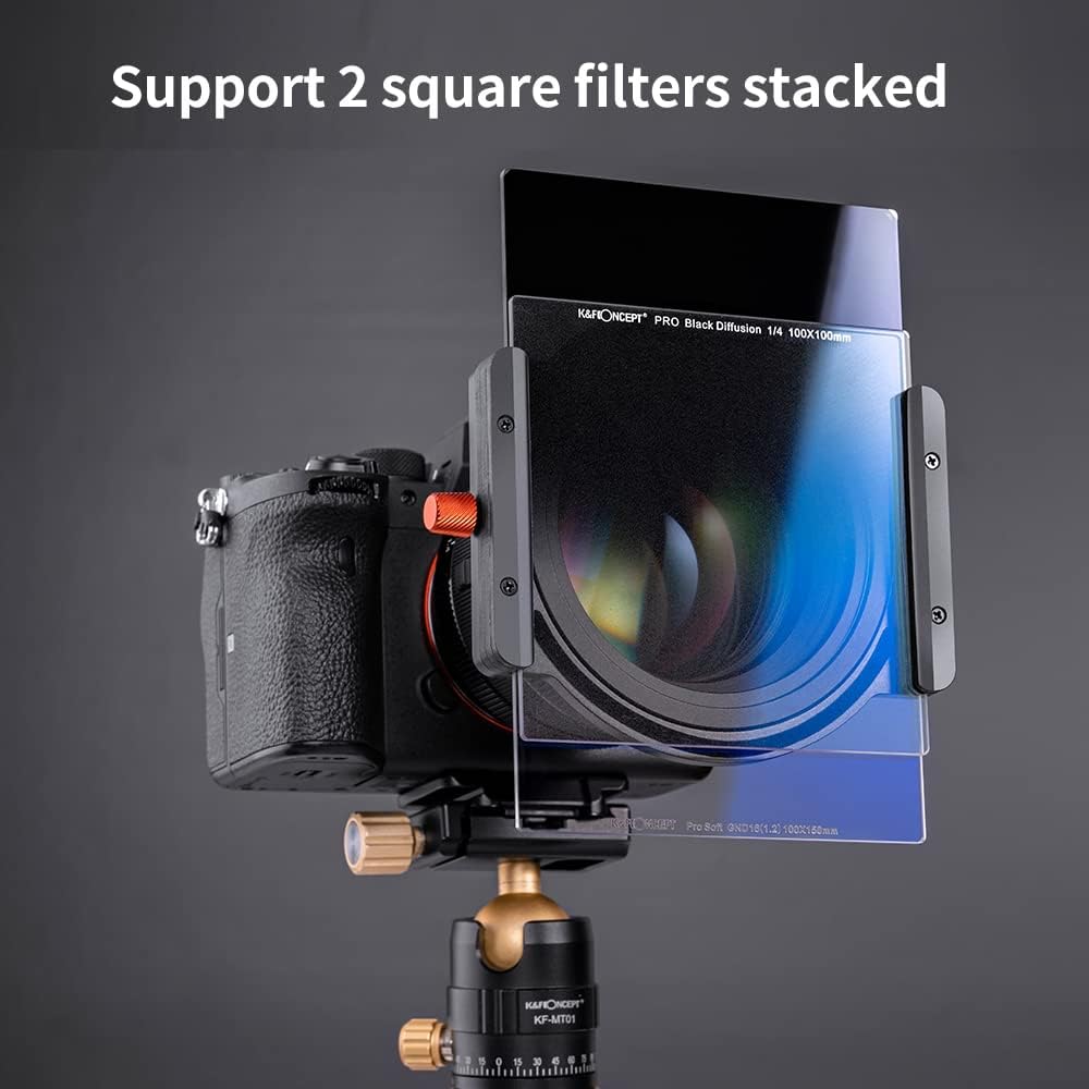 K&F CONCEPT Metal Filter Holder + 8 Filter Adapter Rings (49/52/58/62/67/72/77/82mm) for Square Lens Filter