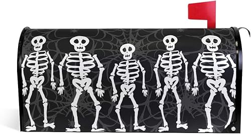 WOOR - Funda magnética para buzón de Halloween con diseño de esqueleto de Halloween, tamaño estándar para decoración de jardín, patio, exterior,