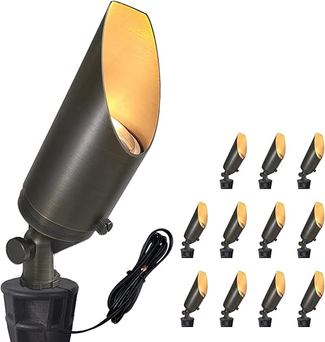 Miniatura 49 de COLOER Focos de paisaje de latón fundido a presión para exteriores con carcasa de aluminio de 5 W, bombilla LED MR16 de 2700 K, 450 lúmenes, Bronce