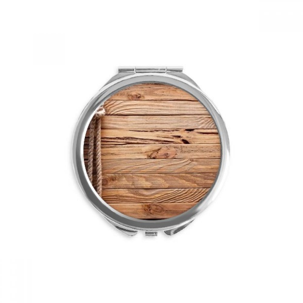 Miroir rond portable en bois au motif de corde et finition artisanale