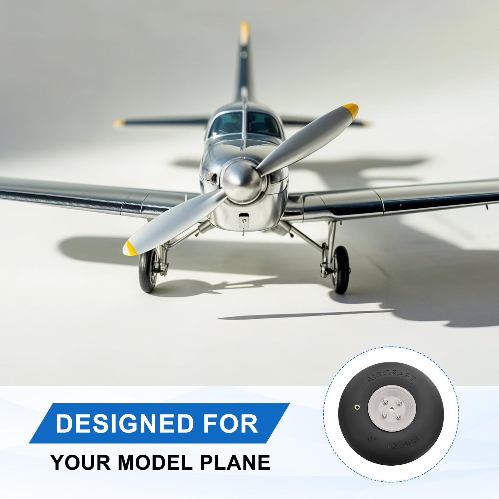 MECCANIXITY Ruedas de avión RC de ala fija de 4 pulgadas OD RC, ruedas de esponja de poliuretano para aviones, kit de repuesto de espuma RC para bricolaje, modelo RC, helicóptero, paquete de 1