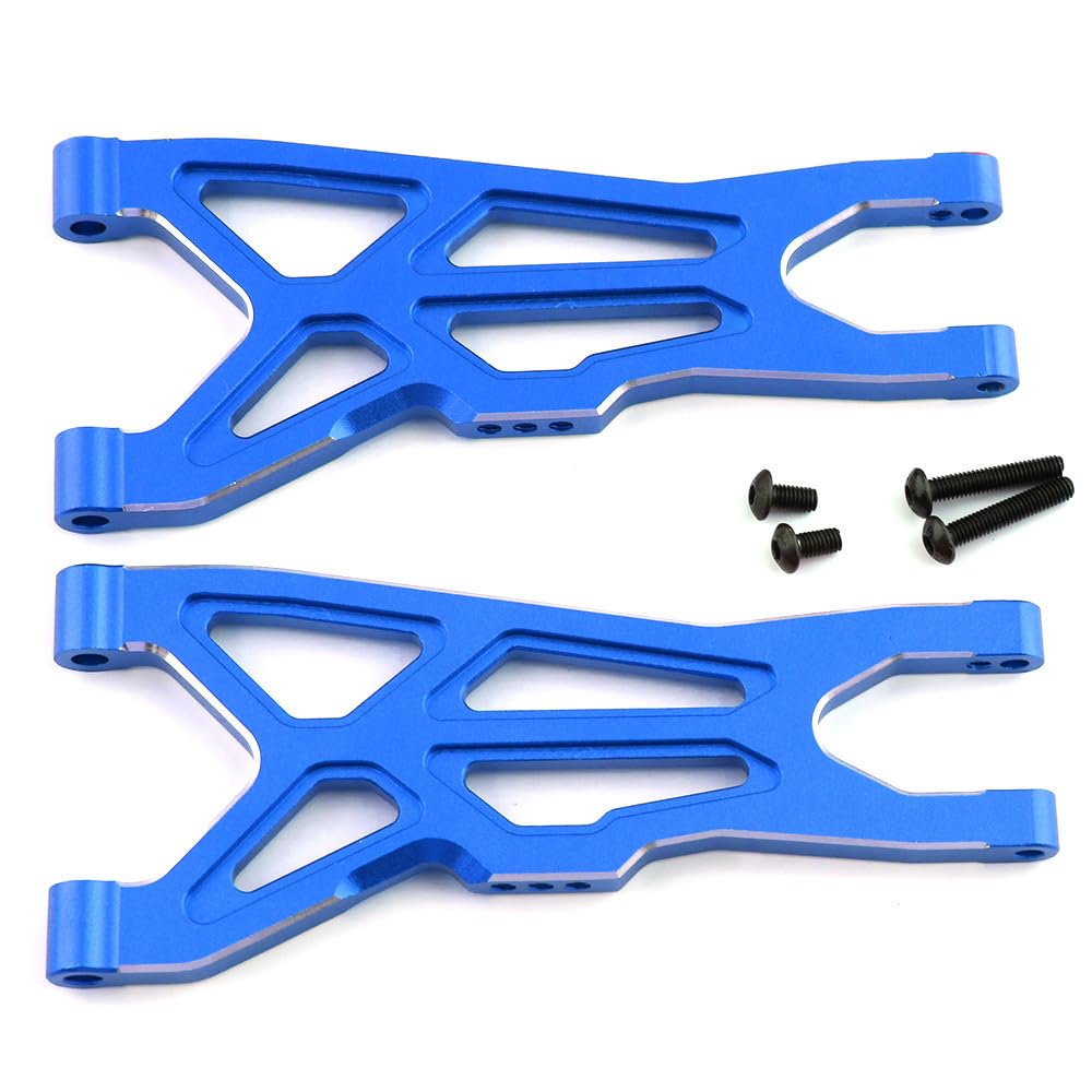 Aluminum Alloy Front Suspension Arm RC Upgrade Parts for ARRMA 1/10 3S Big Rock, 1/8 3S Typhon RC Car (Blue)