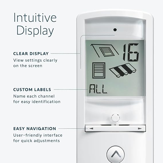 Somfy Telis 16 RTS White Remote - Advanced Multi-Channel Handheld Device for Controlling Blinds, Screens, Awnings & More - Pure Tone with On-Screen Display, Part # 1811081