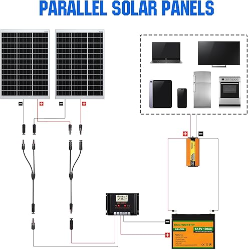 Miniatura 3 de ECO-WORTHY 2 pares de conectores solares 30A Y rama paralelo PV adaptador cable cable enchufe kit de herramientas para panel solar