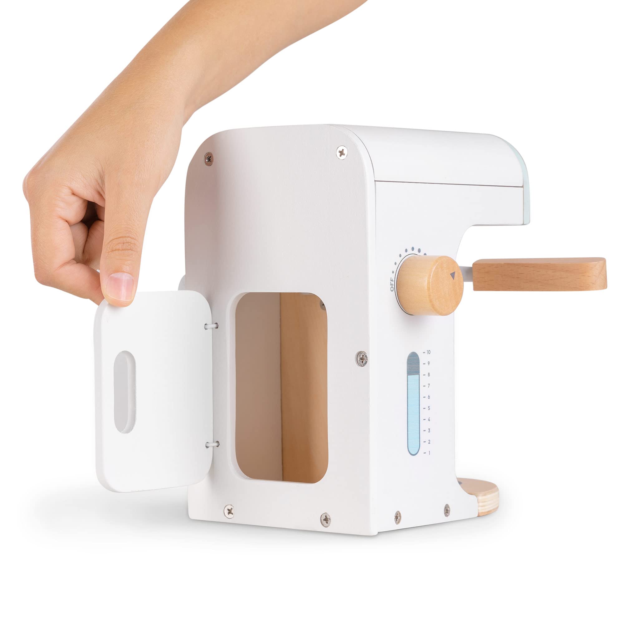 Beeloom - Cafetera de Madera Natural de Juguete Infantil, Lalapresso, Set Juego simbólico para niños y bebés, cápsulas Accesorios