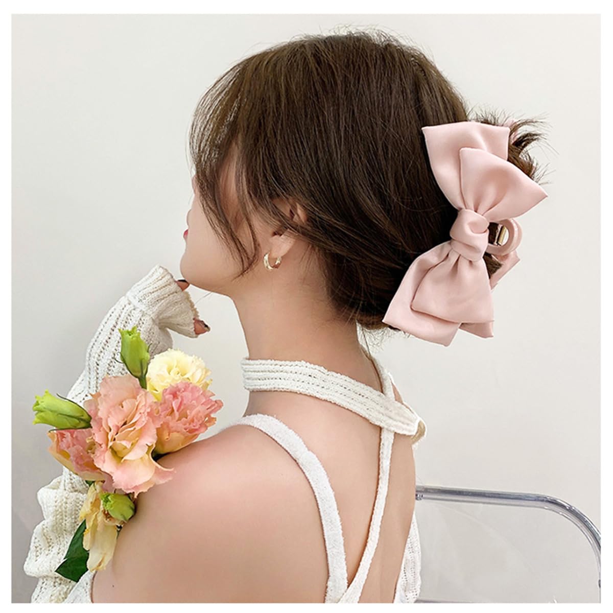 Amazon.com: 3 PCS Large Bow Hair Claw Clips Satin Bow Claw  display picture 3