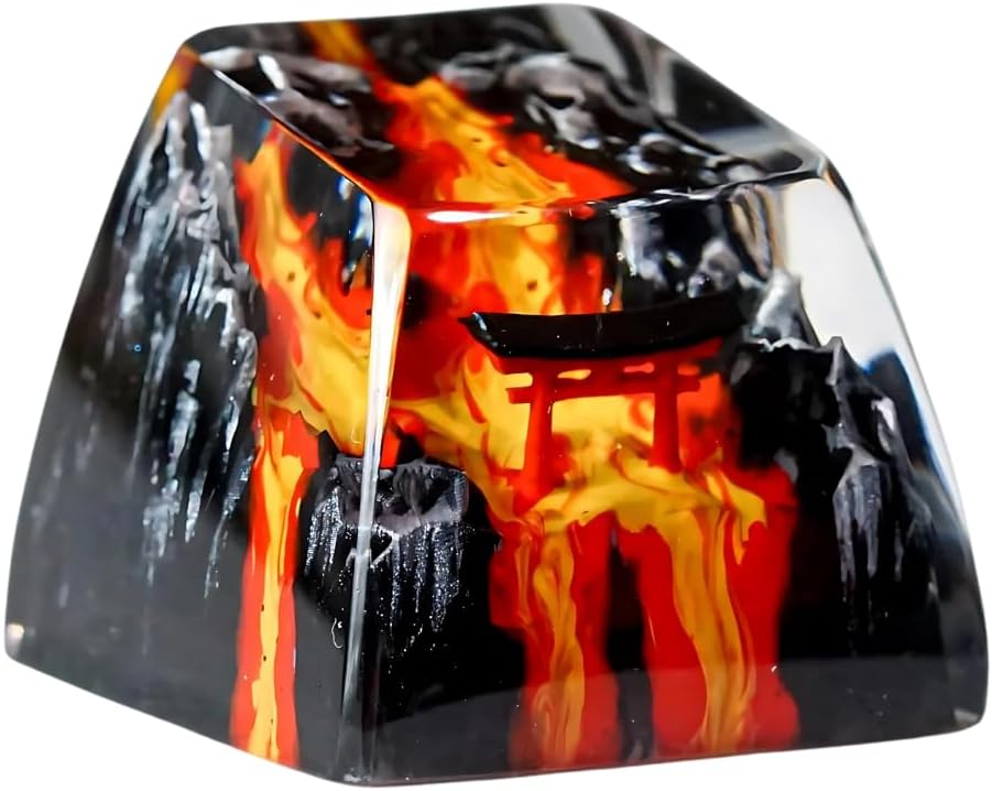 Red Torii Gate Japanese Shrine Artisan Keycap with Volcano R1 SA Profile Custom Keycaps 1U ESC Handmade Gaming Resin Key Cap Cherry MX Switch Compatible Mechanical Keyboard Japan Lover Gift