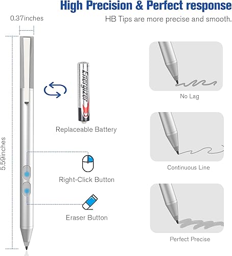 Miniatura 4 de Lápiz óptico para HP con sensibilidad a la presión de 1024 y duración de la batería de 2500 horas - Bolígrafo digital para portátiles HP Envy