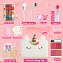 Real Makeup Kit for Girls & Teens – 21 PCS Safe & Washable Beauty Set with Unicorn White Fur Bag – Non-Toxic Cosmetics for Ages 7–16 – Gift Set with Brushes, Lip Gloss, Blush & More gallery image