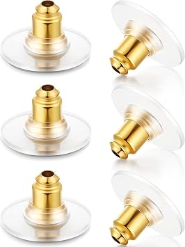 Kerryjewl Earring Backs,100 PCS Flat Earring Backs for Studs/Droopy Ears, Hypoallergenic Secure Earring Backing for Heavy EarringGold