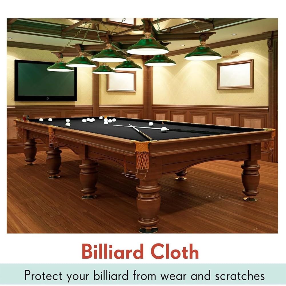 Tuch Billardtisch Filz - Indoor Pool Tischdecke Billard Tuch | Profi Billardtisch Filz Billardtuch Billardtisch Abdeckung für Bar, Clubs, Hotels, mit 6 Filzstreifen,Schwarz,9ft