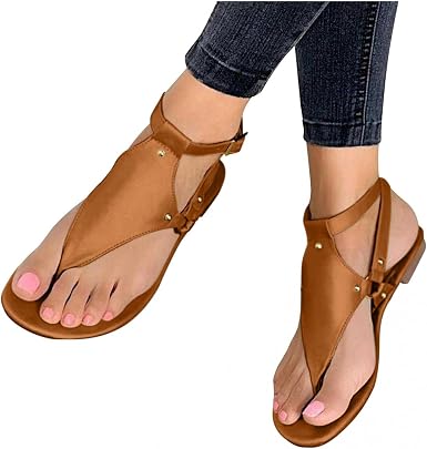Amazon.com: Sandalias de verano para mujer, sandalias planas romanas planas  con cremallera y puntera abierta, sandalias planas romanas, Z02-Marrón, 10  : Ropa, Zapatos y Joyería