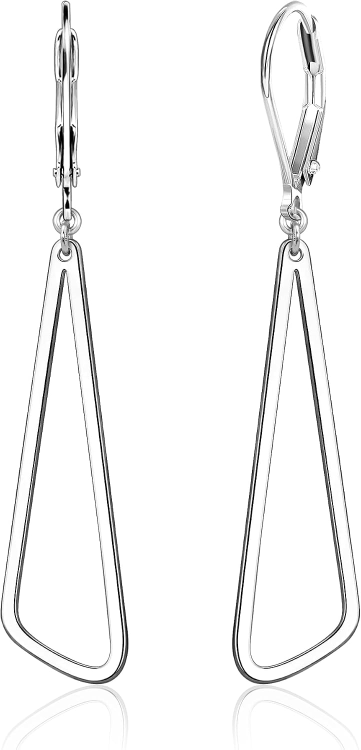 Silver Gold Geometric Dangle Earrings for Women Leverback Bar Drop Earring