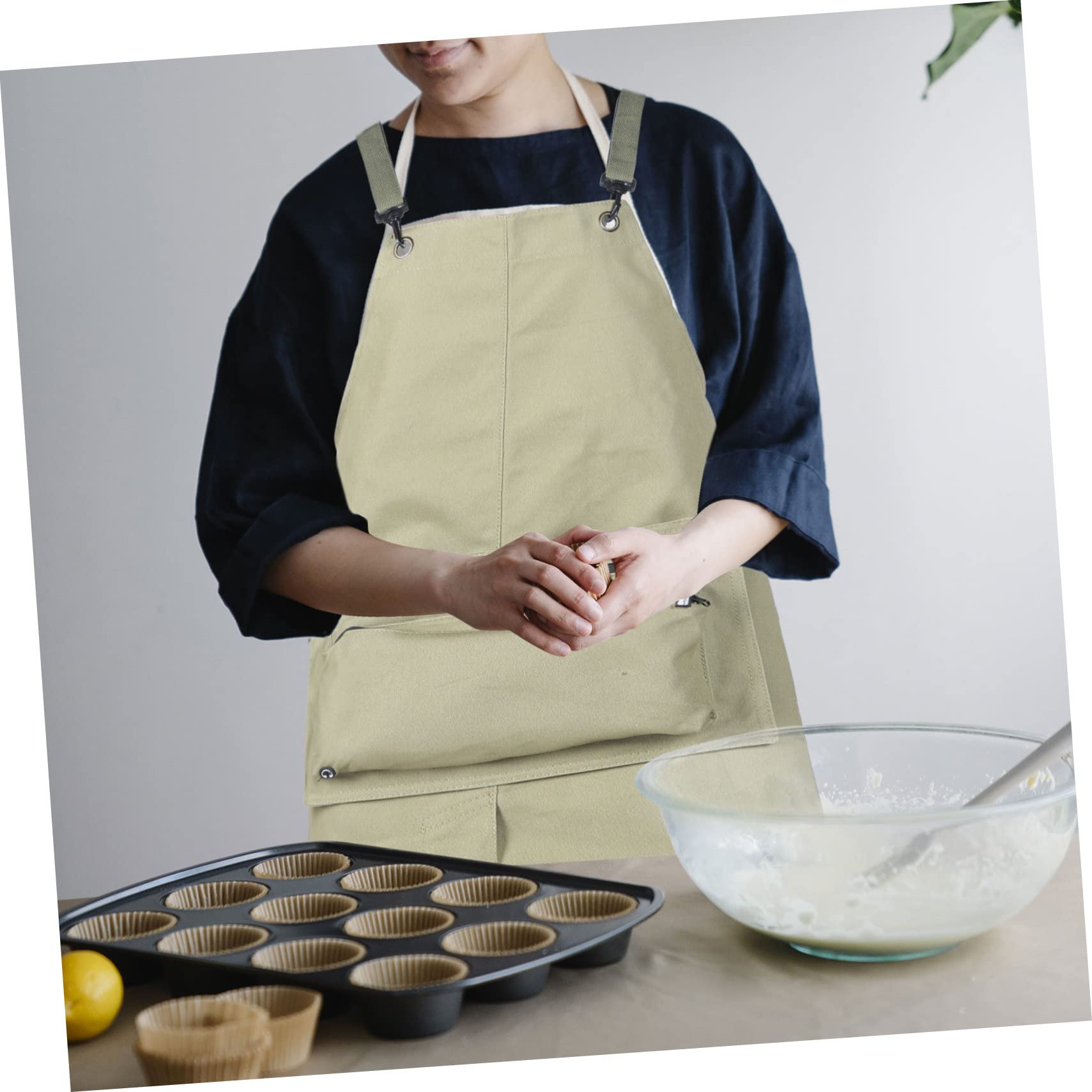 Wasserdichte Schürze Kellnerschürze Tragenresistente Schürze Gartenschürze Café-shop-schürze Waschbare Küchenschürze Schürze Für Die Küche Waschbare Kochschürze Baumwolle Green
