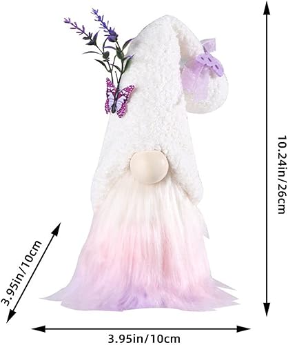 Miniatura 6 de Wtosuhe Peluche de gnomo de mariposa de lavanda morado para el hogar, primavera y verano, gnomo de felpa morada, peluche sueco Tomte, regalo para