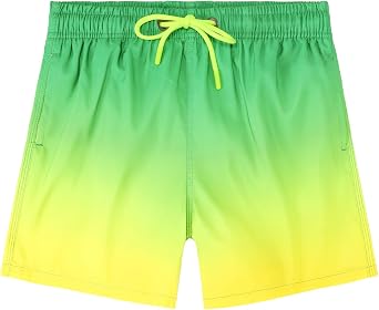 Boys Swim Trunks Gradient Quick Dry Beach Shorts Elastic Waist with Drawstring 5-14 Years
