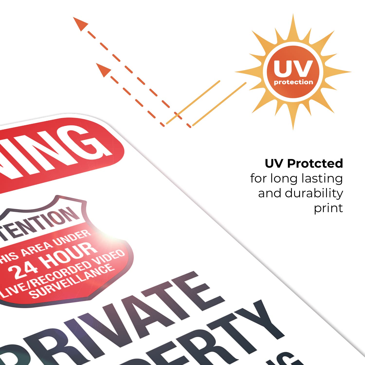 Warning No Soliciting No Trespassing Attention This Area Under 24 Hour Live Sign, 12x18 Inches, Rust Free .063 Aluminum, Fade Resistant, Made in USA