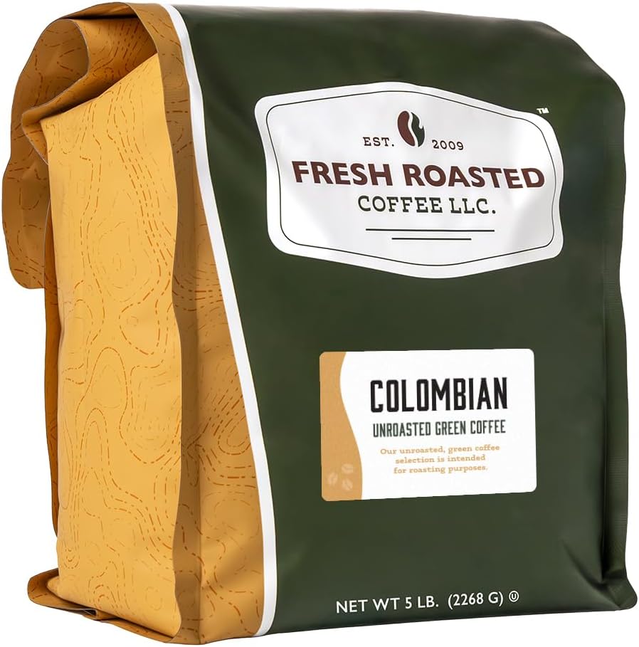 Fresh Roasted Coffee, Unroasted Colombian, Kosher, 5 Pound