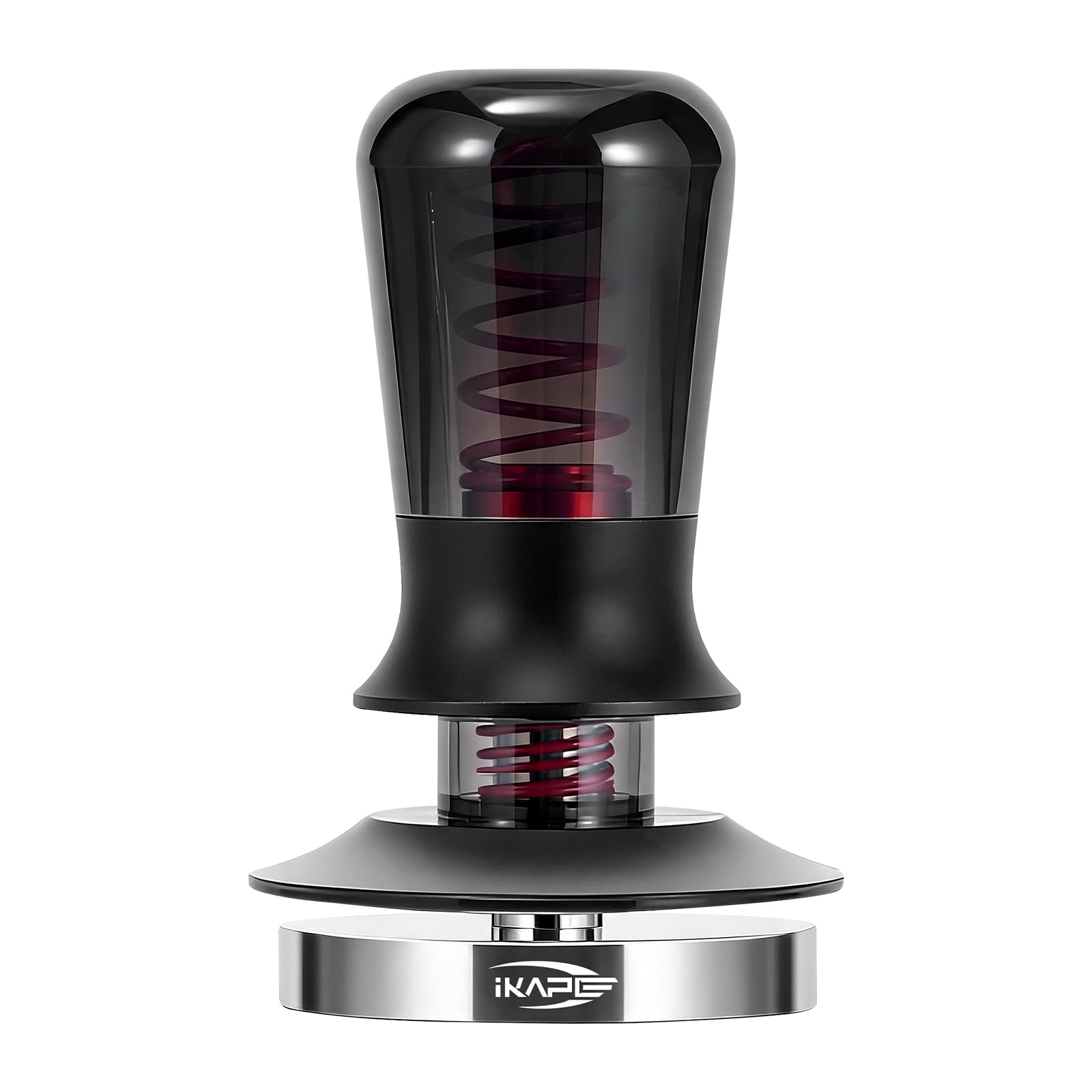 IKAPE 58.35mm Semi-Transparent Espresso Coffee Tamper, Premium Barista Coffee Tamper with Calibrated Spring Loaded, Threaded Stainless Steel Base Tamper for Espresso Machine(New Upgrade)
