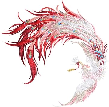 Phoenix Embroidery Patches DIY Sew on Patches Embroidered Applique for Clothing, Jackets, Jeans, Backpacks, Hats, Arts Craft Sew Making Red B