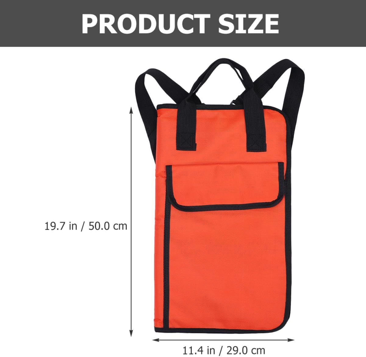 BESTonZON Waterproof Drumstick Bag with Shoulder Straps, Oxford Cloth Drum Stick Organizer Carrying Case, Orange Drum Mallets Holder for Drummers and Percussionists