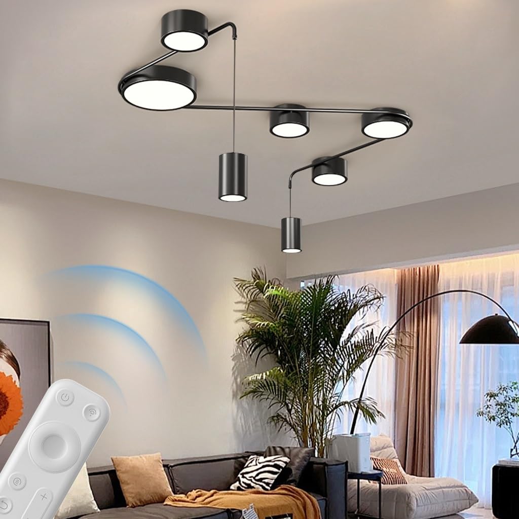 Plafonnier LED moderne rond encastrable avec projecteur réglable par télécommande