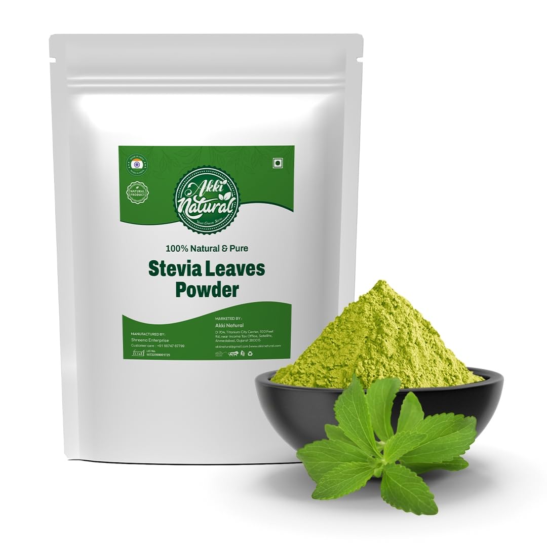 Akki Natural Stevia Leaves Powder 2 KG | Natural Herbal Sweetener for Sugar-Free Beverages, Tea, Juices & Healthy Lifestyle | Plant-Based Low-Calorie Sweetening Alternative | 1KG x 2 Pack