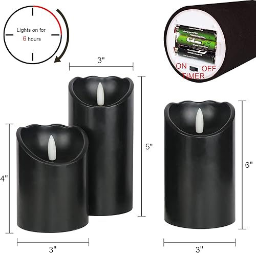 Miniatura 3 de Wondise Velas de pilar parpadeantes sin llama con temporizador de 6 horas, mecha 3D, velas de cera real, velas LED de luz cálida para decoración del