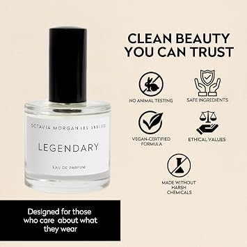 OCTAVIA MORGAN LEGENDARY Eau De Parfum - A Woody Spicy Travel Perfume with Amber, Cardamom & Papyrus, Crafted for Clean Elegance & Long-Lasting Presence- Unisex Fragrance with Rich, Modern Depth- 50ML