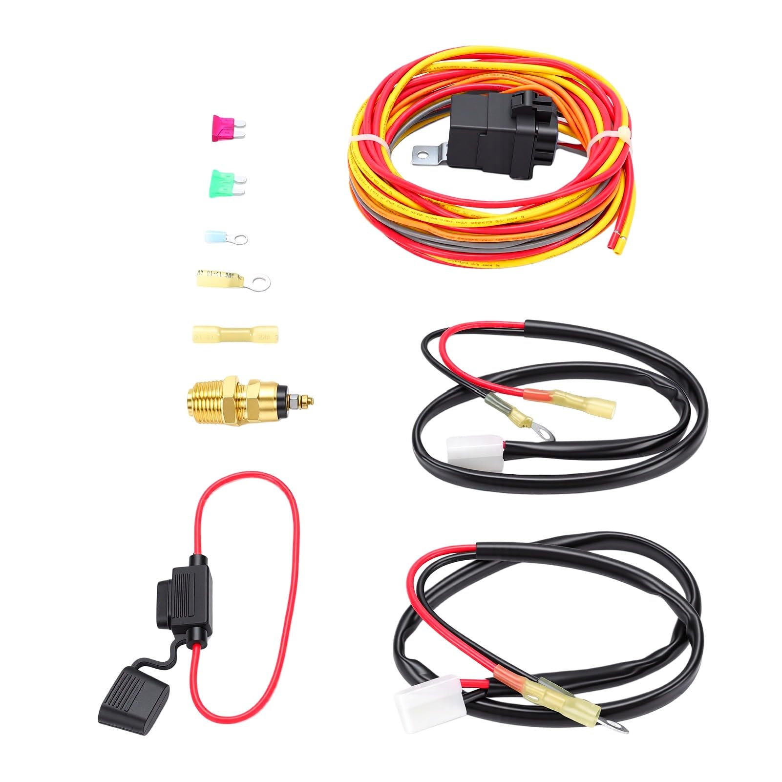 Ausla Kit de Cableado para Ventilador Eléctrico, relé Universal para Ventilador de Refrigeración del Radiador con Interruptor de Control por Termostato para el de Refrigeración