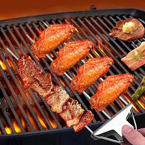 Szaszłyki do grilla ze stali nierdzewnej z suwakiem – zestaw 3 szt. do łatwego grillowania na świeżym powietrzu i gotowania na imprezie