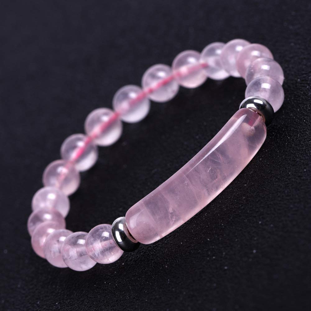 Bracciale in Pietra Naturale con Perline da 8 mm, Bracciale energetico con Cristalli Chakra, Gioiello Fatto a Mano per Donna.