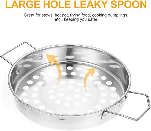 Miniatura 5 de Housoutil Colador de agujeros grandes con asa, colador de agujero de acero inoxidable, vaporizador de cocina para espaguetis, fideos, verduras y