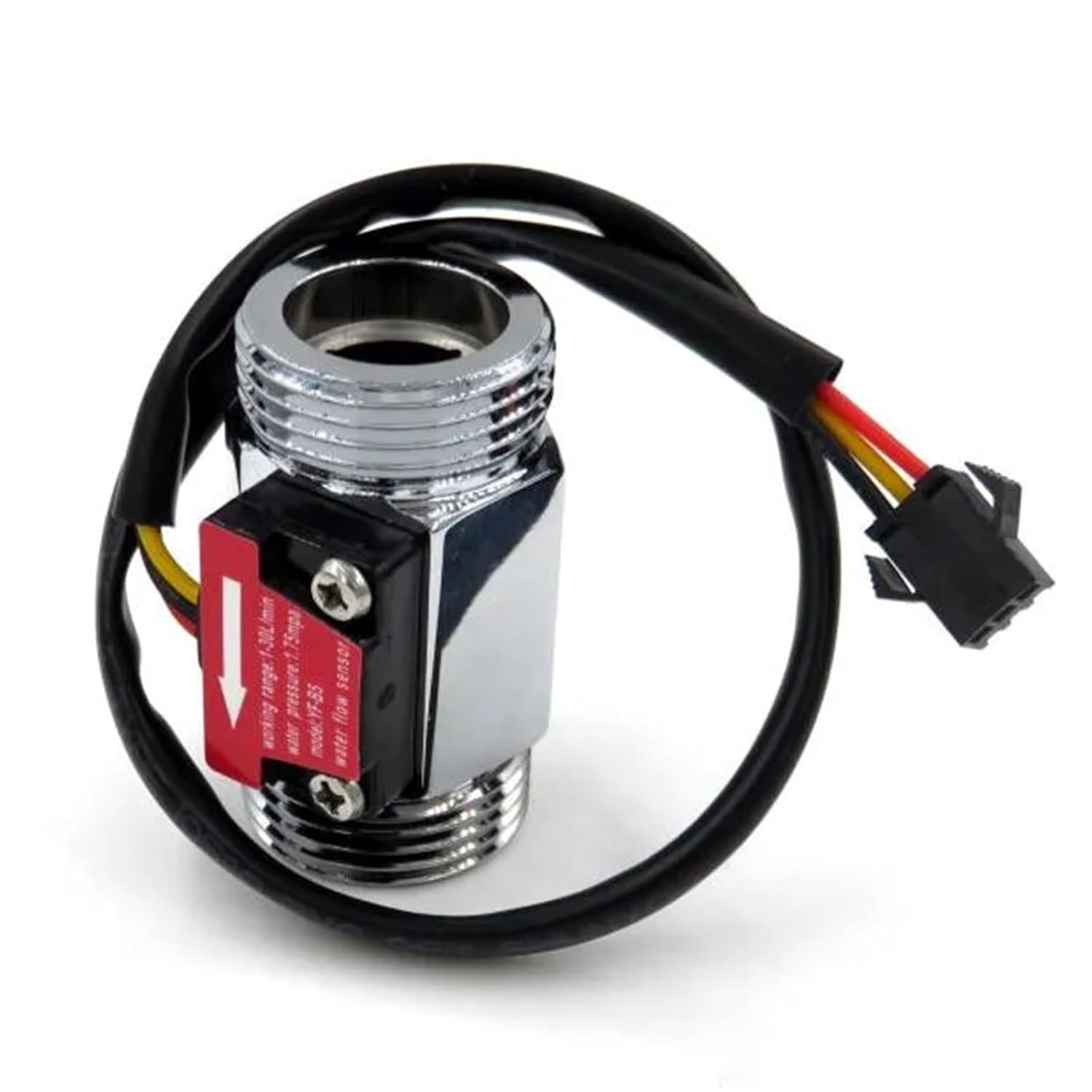 YF-B5 G3/4" Aluminum Chromium Plating Surface Water Hall Effect Pulse Output Flow Sensor 1-30L/Min