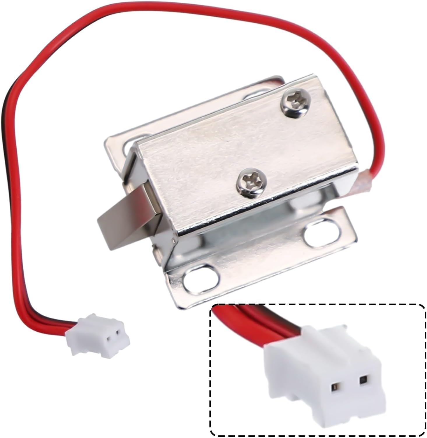 12V Door Lock Solenoid - Electromagnetic Cabinet Latch Catch with 7mm Tongue, 120mm Cable, Safe, Drawer, Control (1 Pack)
