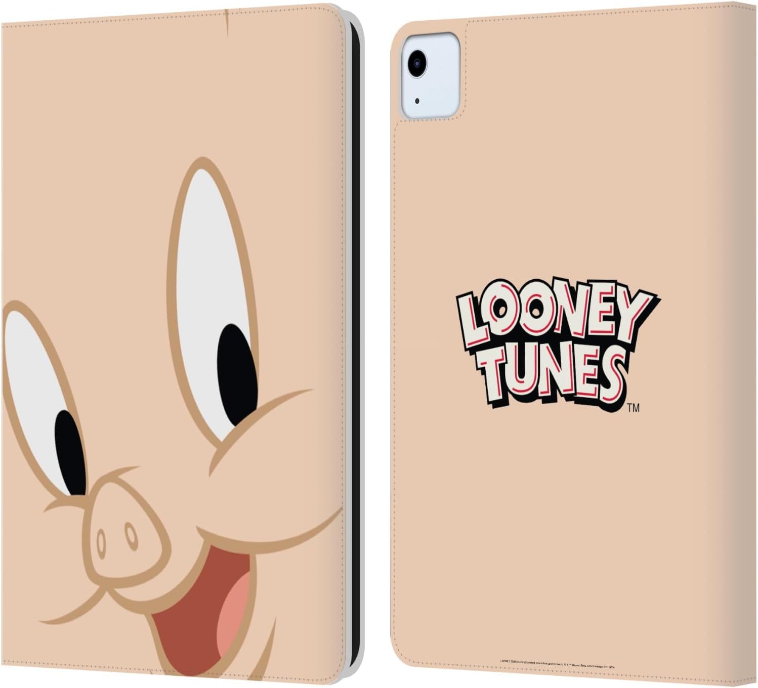Head Case Designs Officially Licensed Looney Tunes Porky Pig Full Face Leather Wallet Case Compatible with Apple iPad Air 11 2020/2022/2024/2025