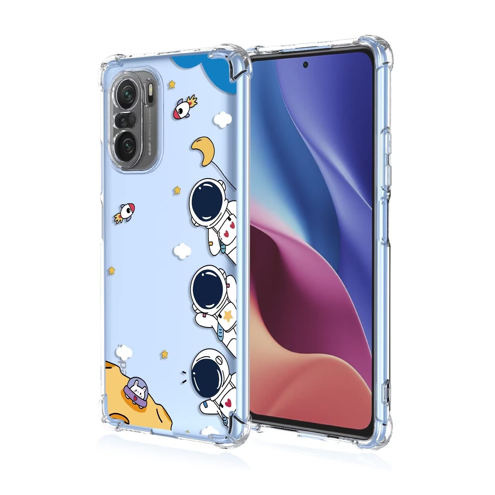 Cover SEAHAI Per Xiaomi Poco F3 / Mi 11i 5G - Custodia In TPU Ultra Sottile Con Anello 360° E Design Astronauta, Colore Viola - 2