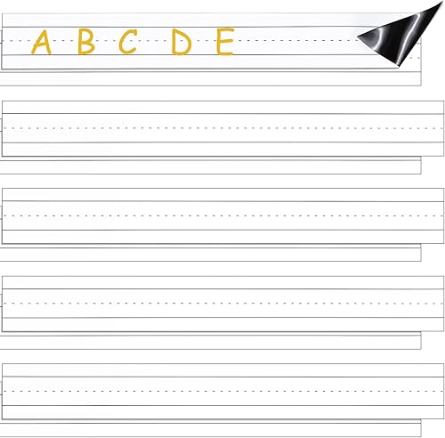 Kisston 10 tiras magnéticas de oración de 24 x 3 pulgadas, reutilizables, de borrado en seco, con líneas regladas, imanes para pizarra blanca,