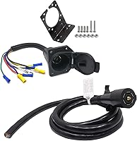 Vista 1 de Enchufe de conector de luz de remolque de 7 vías y conector RV de 7 vías con cable moldeado, paquete de 6 pies de largo