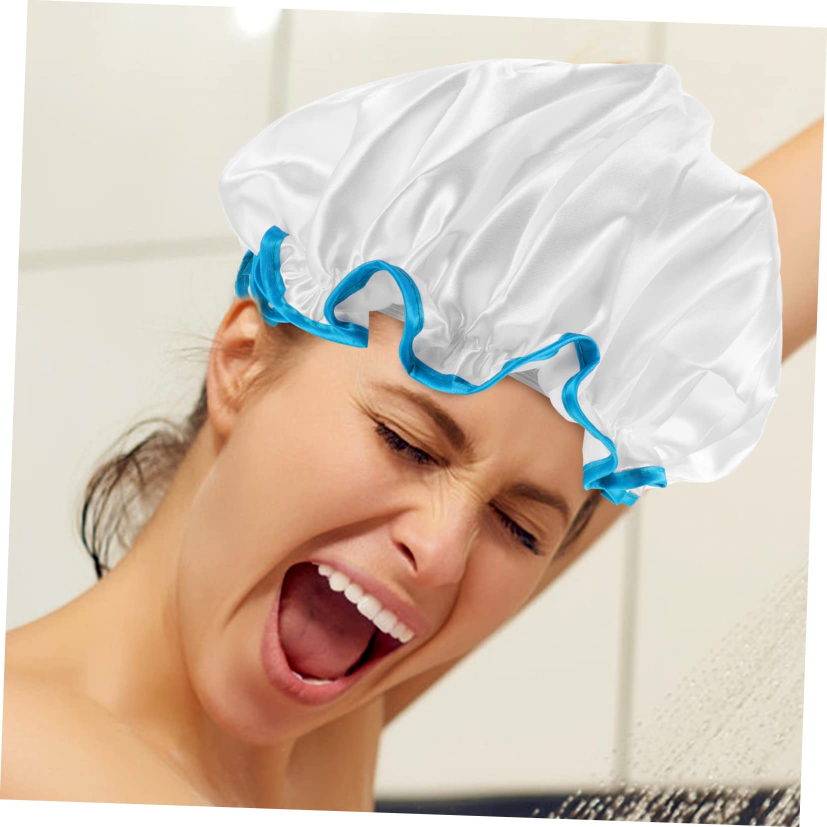 Healeved 8stücke Wiederverwendbare Duschhaube Wasserdichte Elastische Badekappen Für Damen Und Für Make-up Und Lagige Satin-badekappen