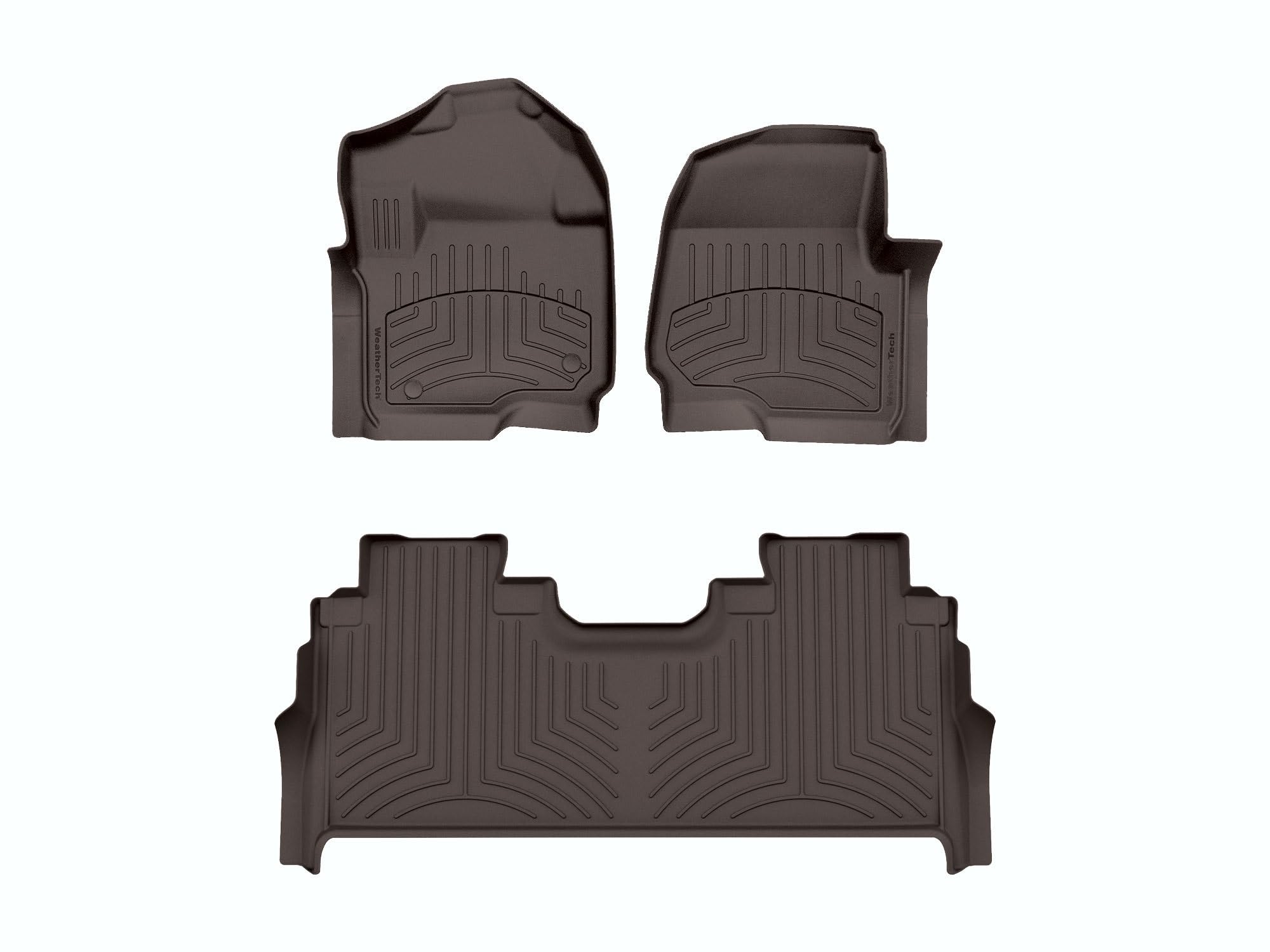 WeatherTech FloorLiner HP Custom Fit Floor Mats for Ford Super Duty - 1st & 2nd Row (471012-1-6IM), Cocoa