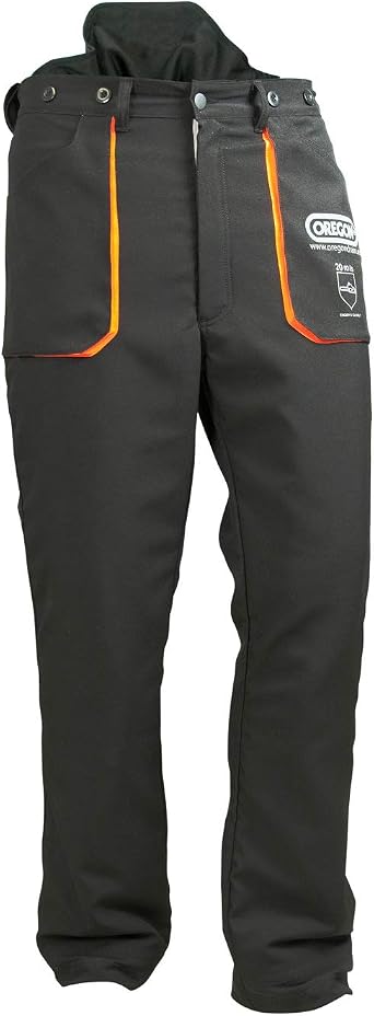 Oregon 295435/XL Chainsaw Protective Pants, Class 1 Protection, 2-Way Stretch, 5-Layer Construction, XL Size, Black/Orange