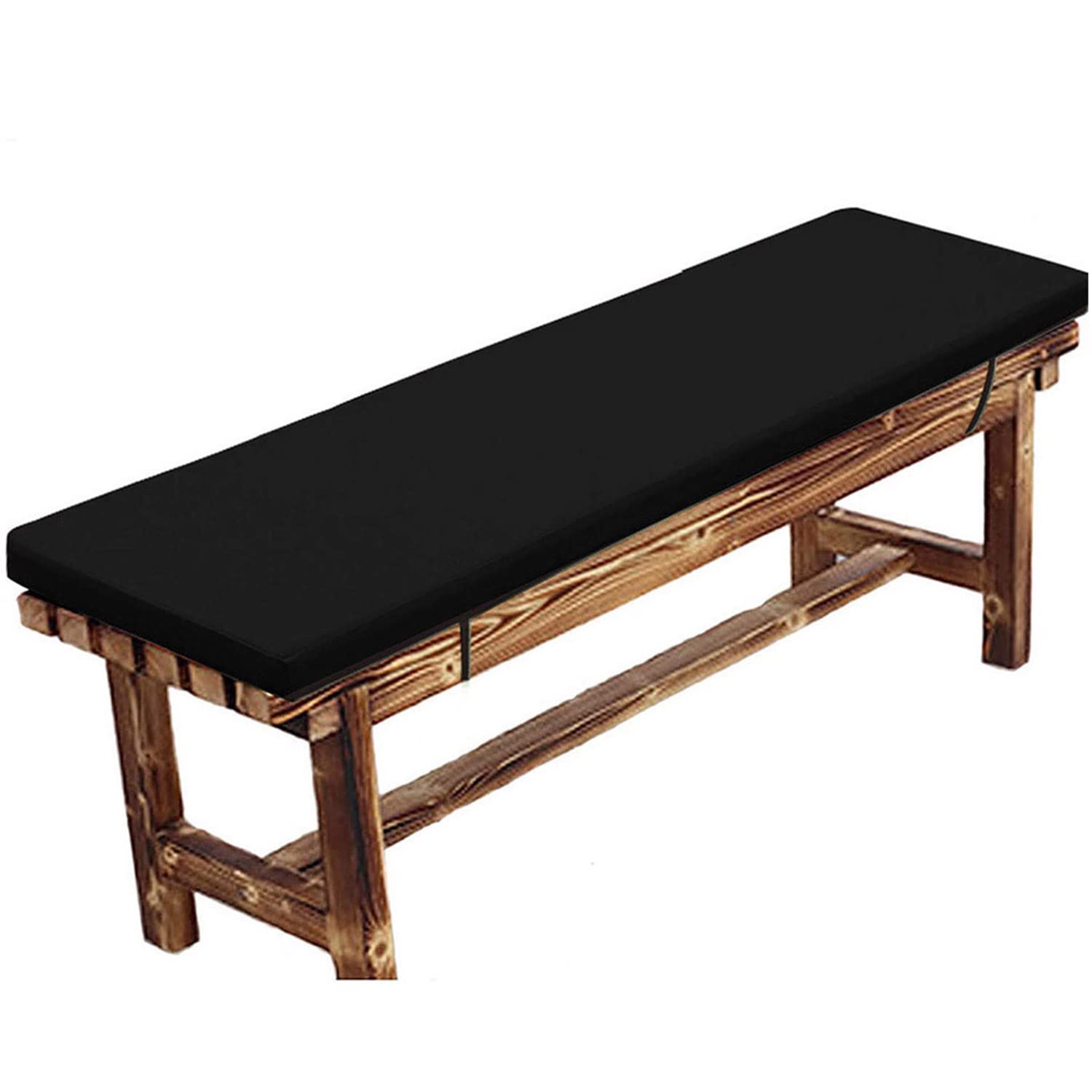 Waigg Kii Waterproof Garden Bench Cushion 2/3 Seater Outdoor Indoor,100/120cm Garden Bench Cushions Seat Pad Mat for Swing Patio Garden Home (140x35cm,Black)