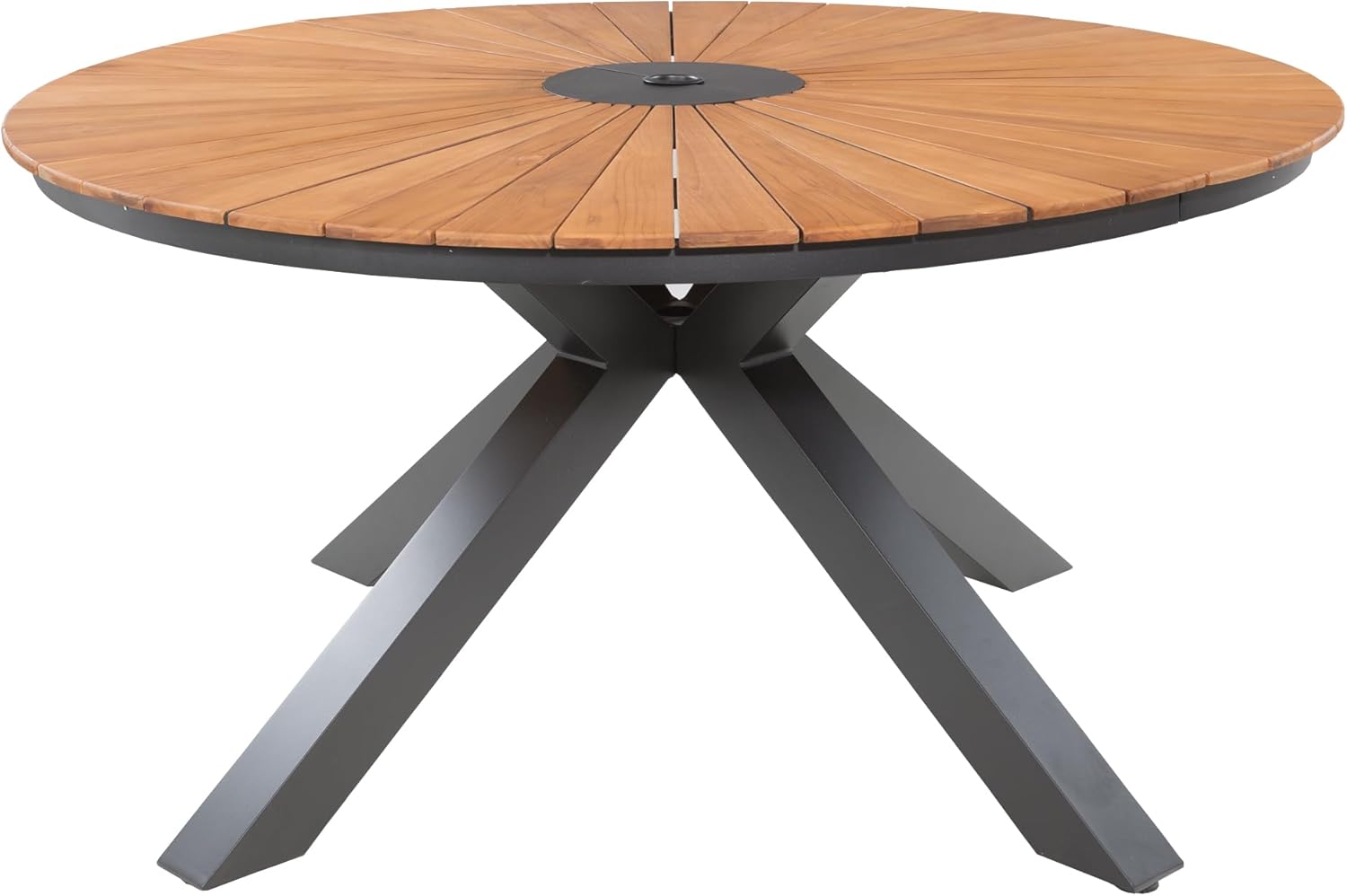 Ulax furniture Nuova 60" Round Teak Dining Table – Solid Wood Indoor/Outdoor Patio Table with Umbrella Hole, Comfortably Seats 6 (Black)